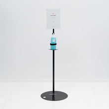 Load image into Gallery viewer, Foot Operated Sanitizer Dispenser - 1L - Round Base with A4 Banner
