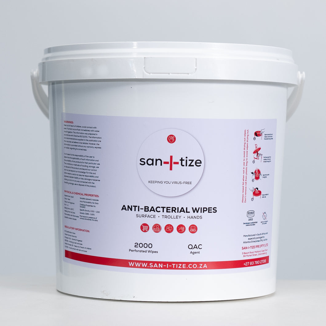 San-I-tize Anti-Bacterial Bucket Wipes (2000 Wipes)